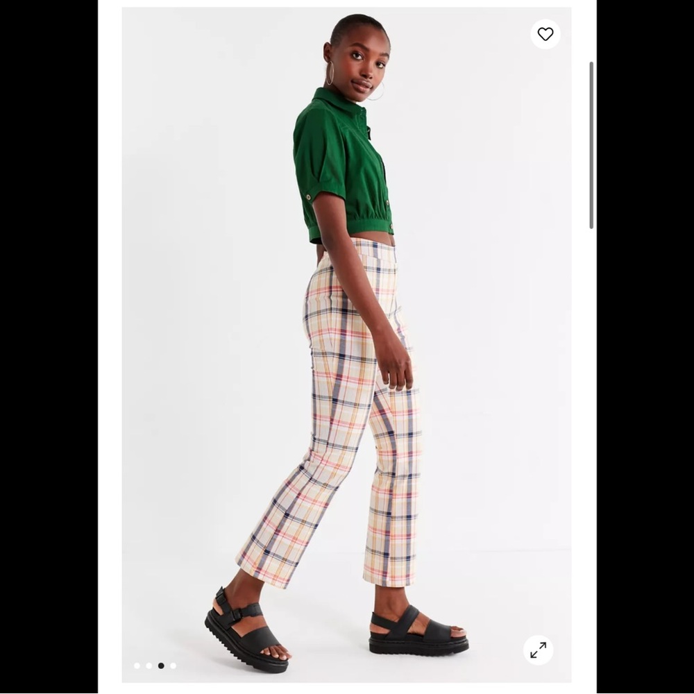 Urban Outfitters Leila Womens Clueless Preppy Plaid Kick Flare Crop Pant 12 - Picture 9 of 14
